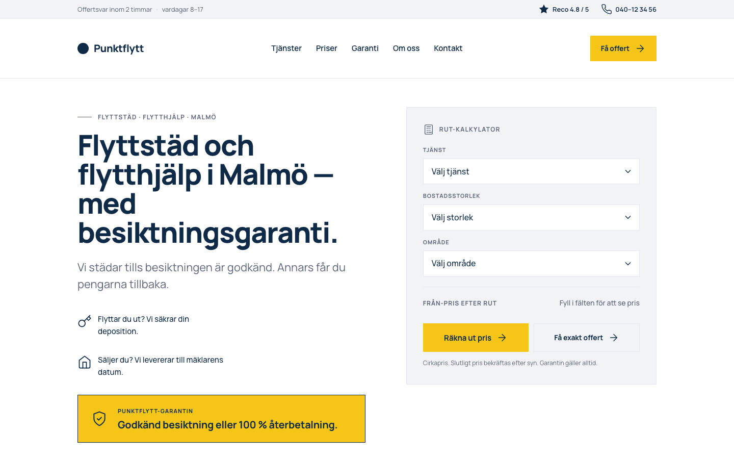 Demo: Punktflytt Malmö — startsida